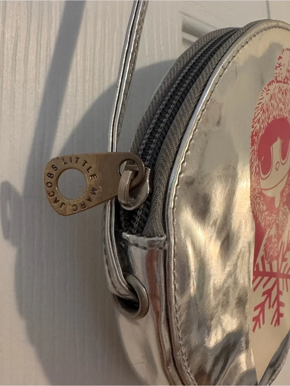 Little Marc Jacobs Silver Round Crossbody with Pink Graphic